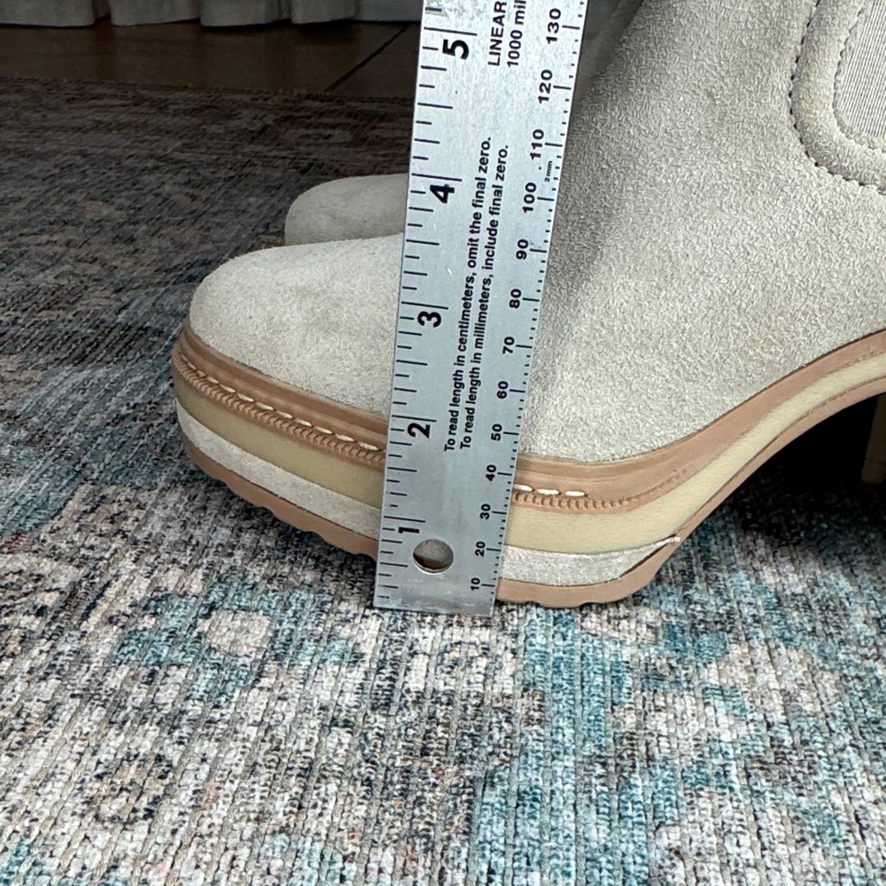 Steve Madden Lexa Cream Neutral Chunky Heeled Bootie 9 - Picture 14 of 14